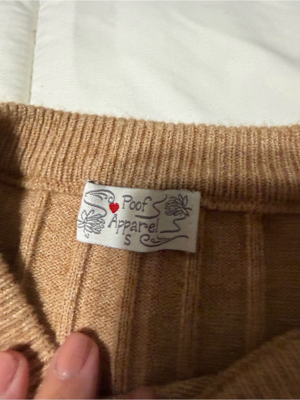 Ribbed Crewneck Sweater in Camel Tan - Picture 6 of 7